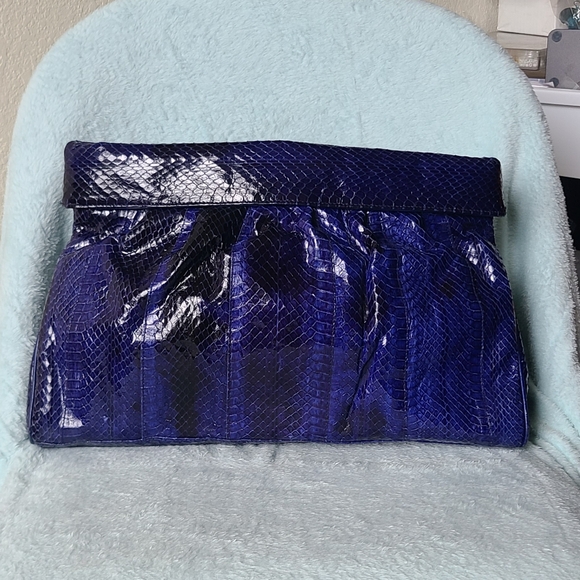 Clemente Handbags - Vintage Blue "Snakeskin" Clutch By Clemente